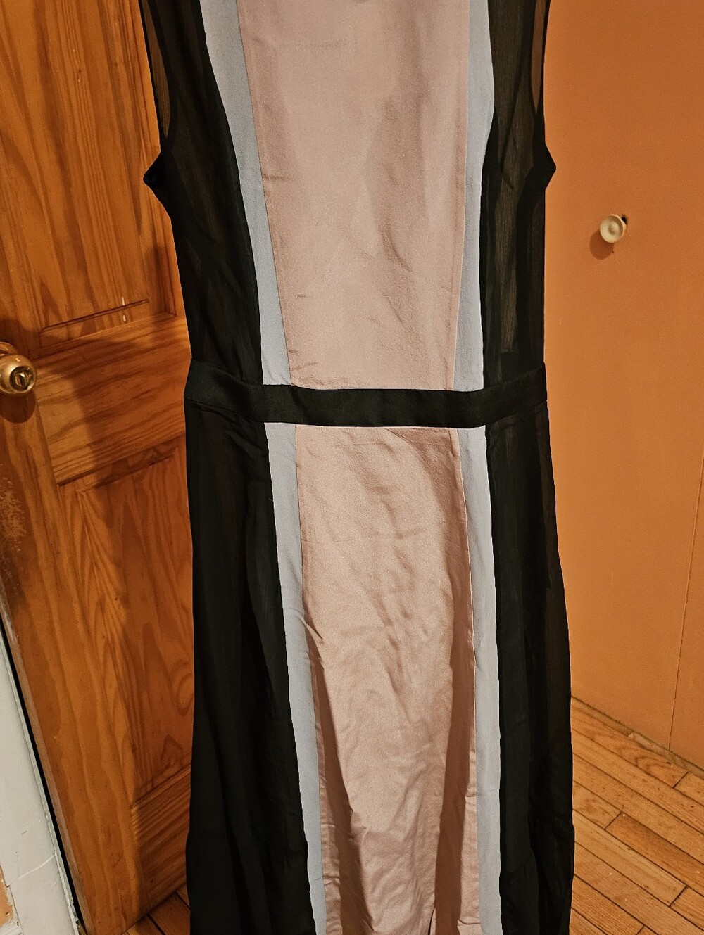 Club Monaco Black, Blush & Pale Gray Colorblock Maxi Dress